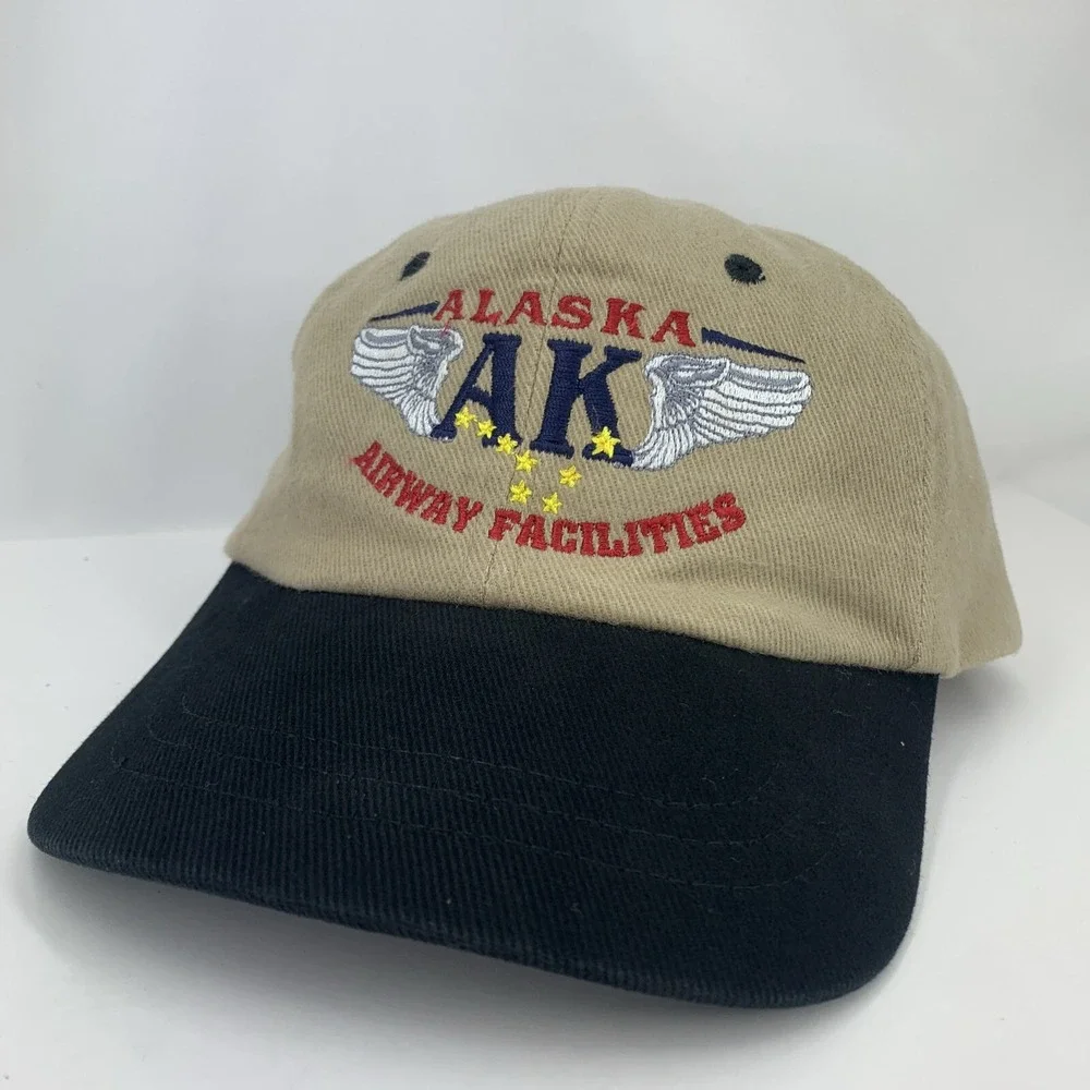 Alaska AK Airway Facilities Hat Adjustable Strapback OSFM Aviation Baseball Cap